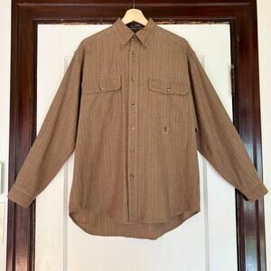 Vintage 90s Tommy Hilfiger Brown Houndstooth Oversized Button Down Shirt- Small